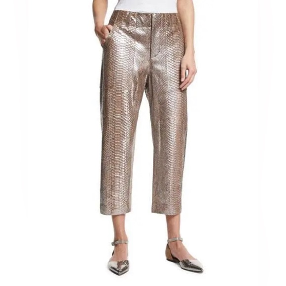 Brunello Cucinelli Metallic Python Cropped Pant, Size 4 - Picture 1 of 7